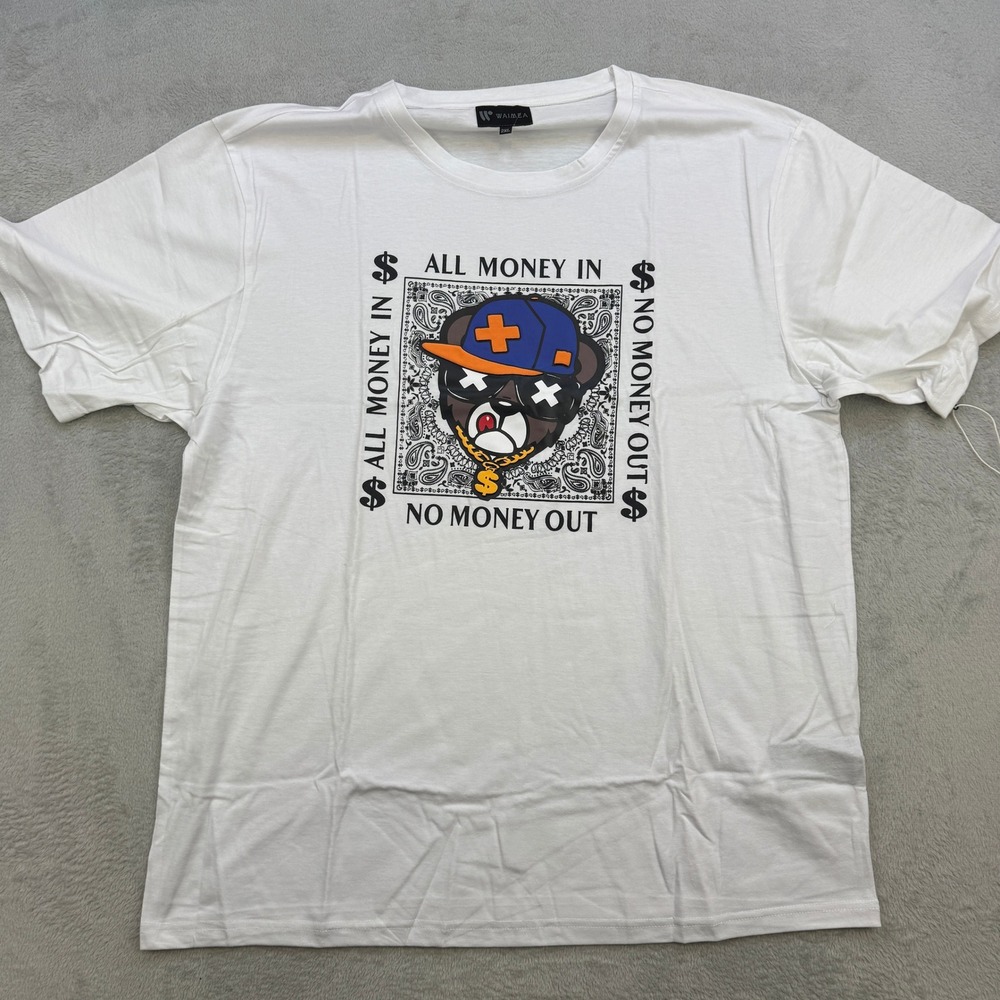 Waimea Graphic T Shirt Mens 2XL White‎ All Money In Bear Streetwear Urban Tee